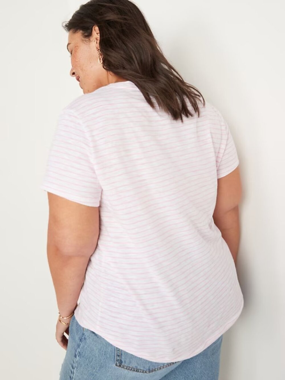Old Navy - EveryWear Striped Slub-Knit Tee 688950 | Large | Pink & White Stripe - Picture 2 of 10